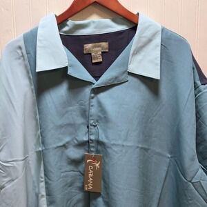 Cabana Shirt Mens 4XLT Blue Colorblock Short Sleeve Camp Button Front Casual